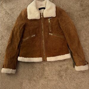 Zara Brown Teddy Jacket with Cream Accents